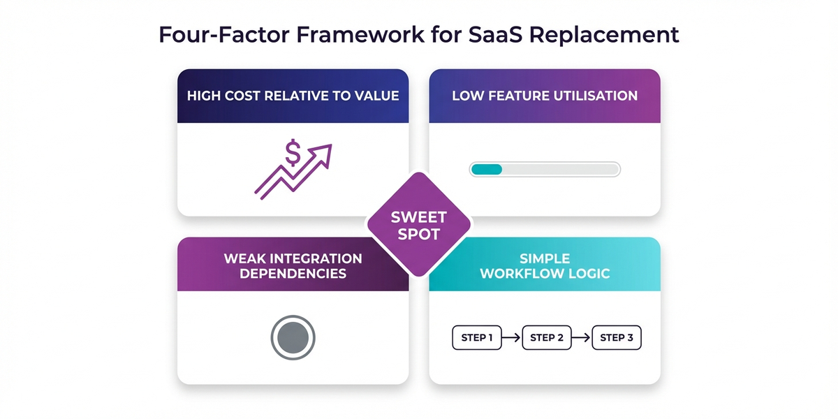 Hypergen four-factor framework for evaluating SaaS replacement candidates